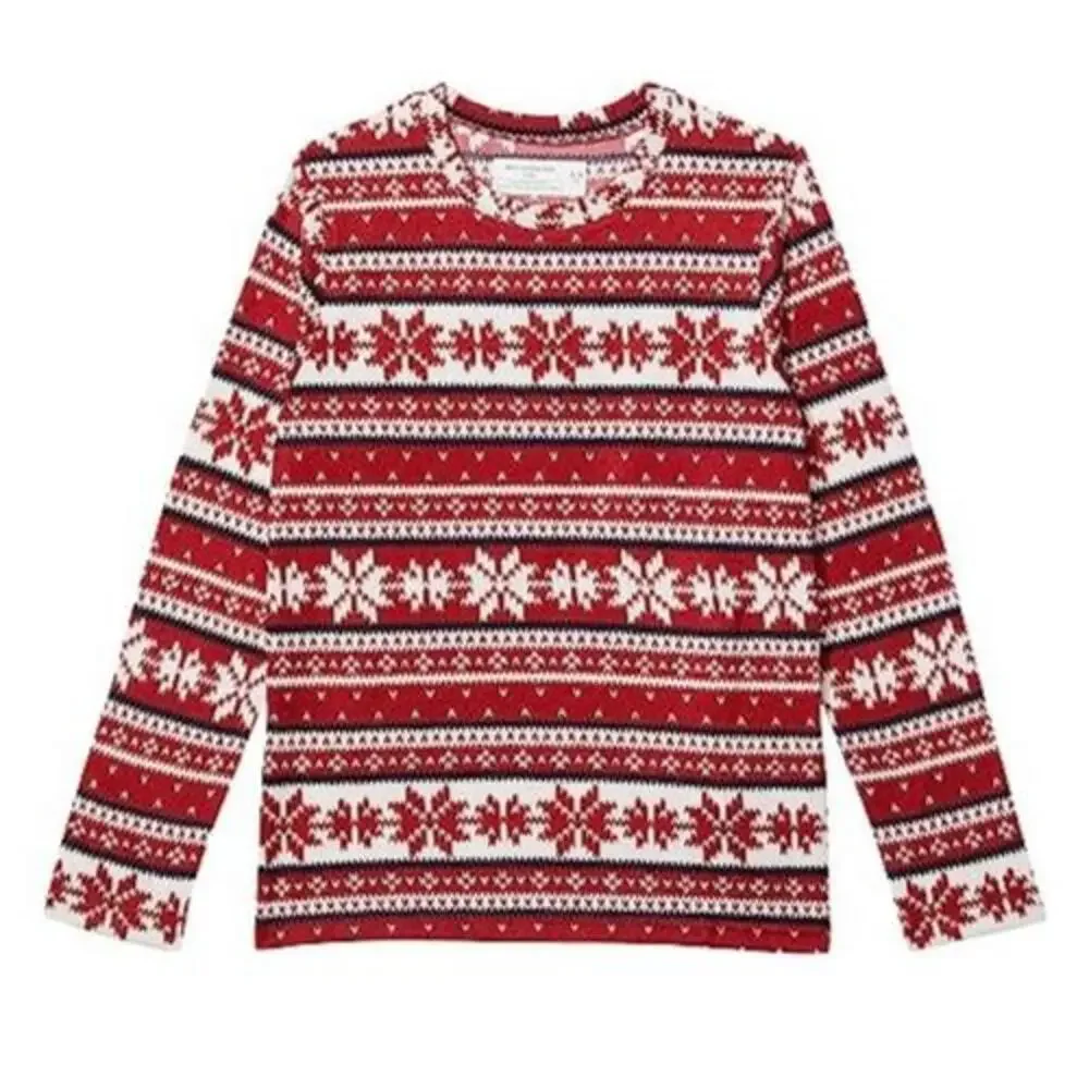Abercrombie Holiday Snit Pajama Kids 11-12 Red Aztec Long Sleeve Pullover GBO190